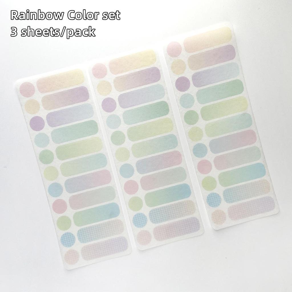 3 Sheet Basic Color Stickers Set Multi Rainbow Candy Pure Paper Adhesive Memo Note Diary Album Decoration Marker