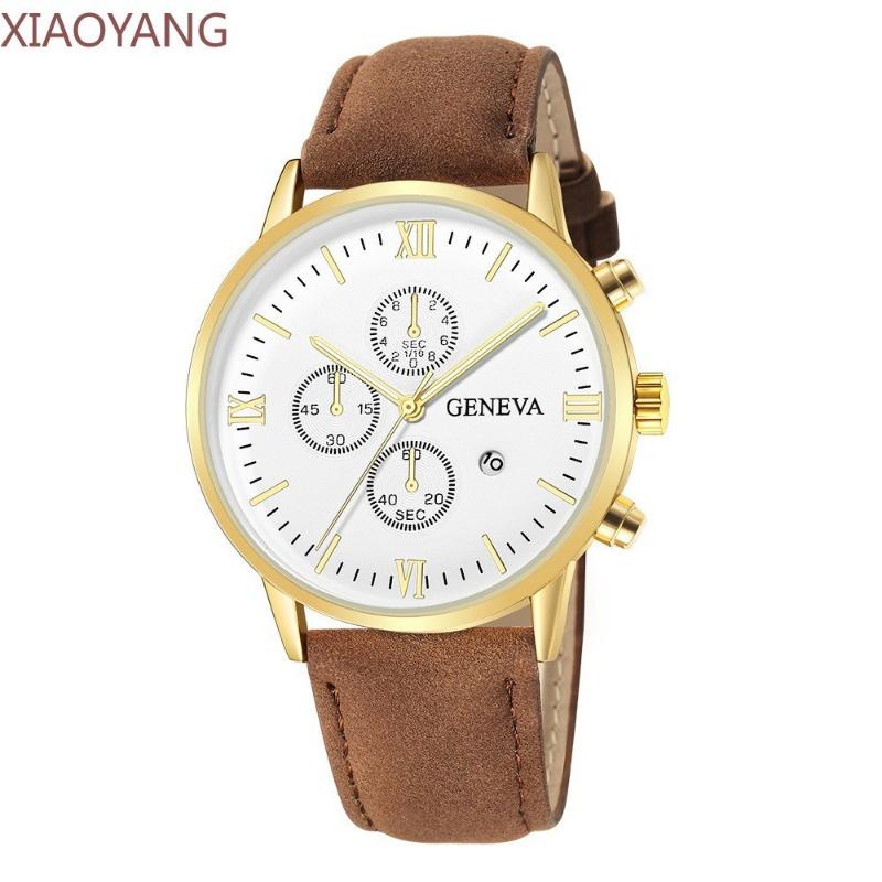 Novo Relógio casual Masculino De Quartzo Com Pulseira De Couro Mostrador