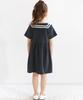 Bee Sailor Dress for Short Navy Girls, Kids, Sleeves, Collar, Pockets, Summer, shh01843, 140cm,