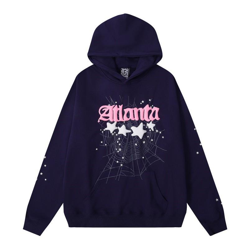 Spider Web Print Hooded Sweatshirt Set Men Women Loose Fit Cotton Fleece Streetwear Winter Outfit