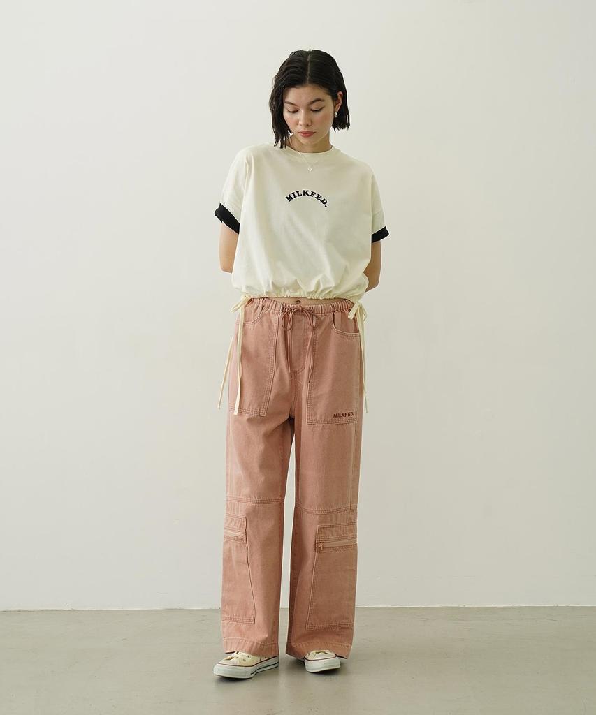 Milkfed Casual Colored Sleeve Edge Short Off White Women's Top,