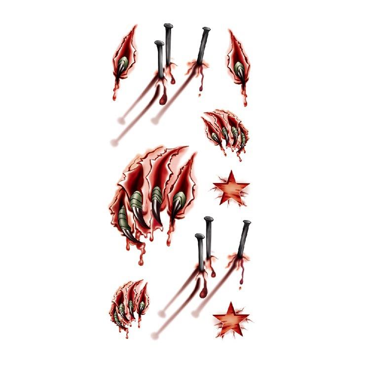 Шрам Змея Паук Скорпион Животное Водонепроницаемая Наклейка для Татуировки Образец Набора Ужасов для Подделки