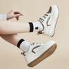 Толстая подошва Белые женские спортивные туфли 2024 Осень Новые модные однотонные кроссовки с круглым носком Женская спортивная повседневная обувь