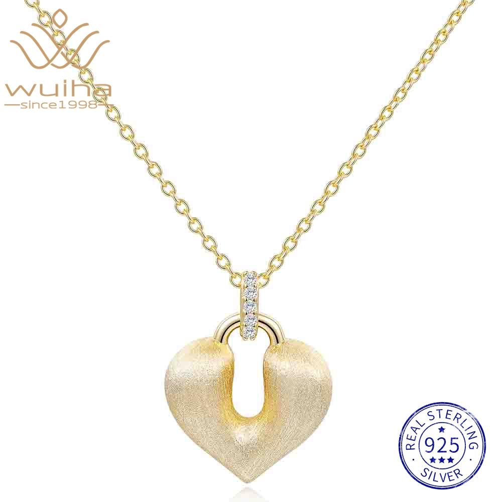 WUIHA 100% 925 Sterling Silver VVS1 D Color Real GRA Moissanite Diamond Heart Pendant Necklace Wedding Engagement Fine Jewelry