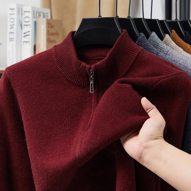 Мужской тяжелый шерстяной кардиган, воротник-стойка, 520 г, плотный однотонный, повседневная теплая верхняя одежда для зимы.