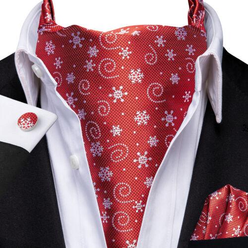 Christmas Mens Red Black Green Cravat Tie Set Silk Ascot Tie Bow Tie Event Set
