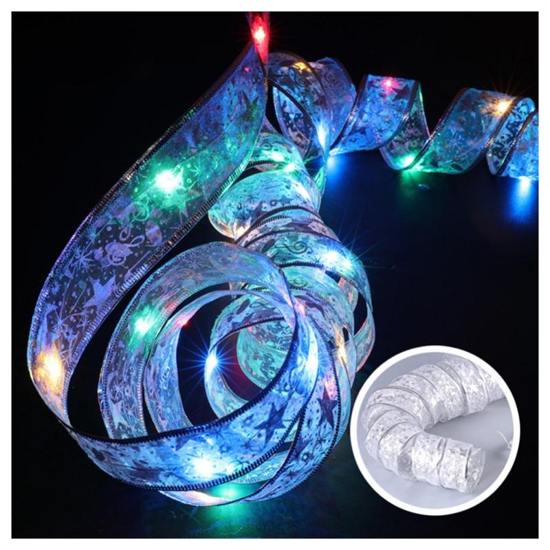 1/3/5 м Рождественская лента для украшения елки, светодиодные ленты, сделай сам, бронзовая кружевная лента, гирлянда для Нового года, Рождества, вечеринки, украшения дома