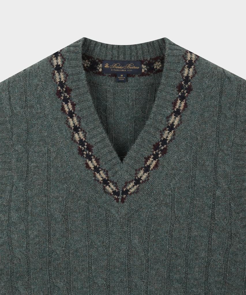 Brooks Brothers Wool Cable Pattern Vest (Green) (Bbwvmmf401)