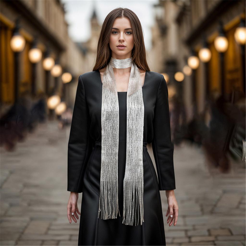 Popular Long Scarf Casual Neckwear Multiuse Neck Scarf Hairwrap for Formal Dinner Party Clubwear Neckwear Eye Catching