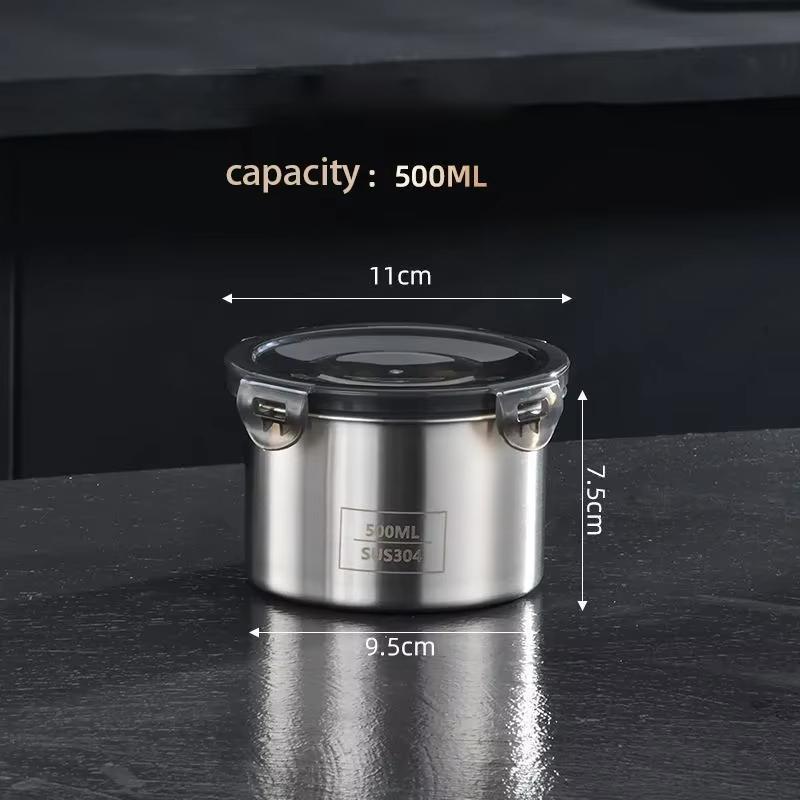 Stainless Steel Sealed Fresh Grain Food Storage Container Large Capacity Coffee Bean Tea Snack Storage Cans Kitchen Accessories