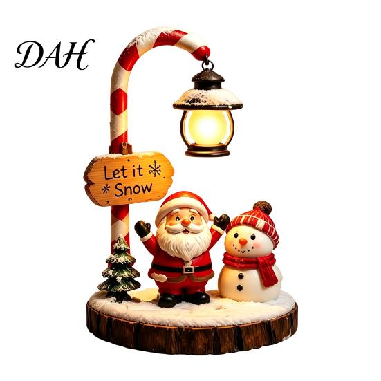 Cute Resin Night Light for Nursery Christmas Santa Claus Reading Lantern, Snowman Elk LED with Warm Battery Operated Glow, USB Tabletop Decor