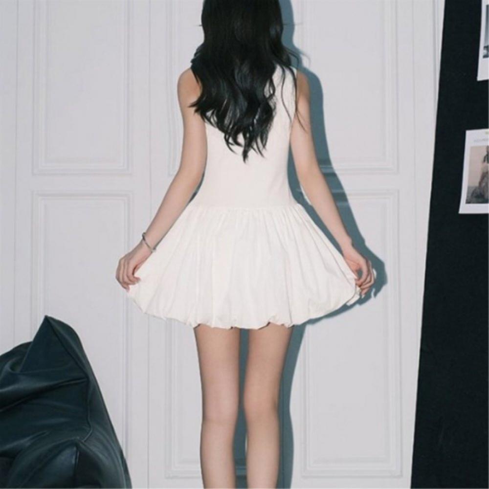 New Arrivals Open Run Women Black Ivory Sleeveless Balloon Mini Dress