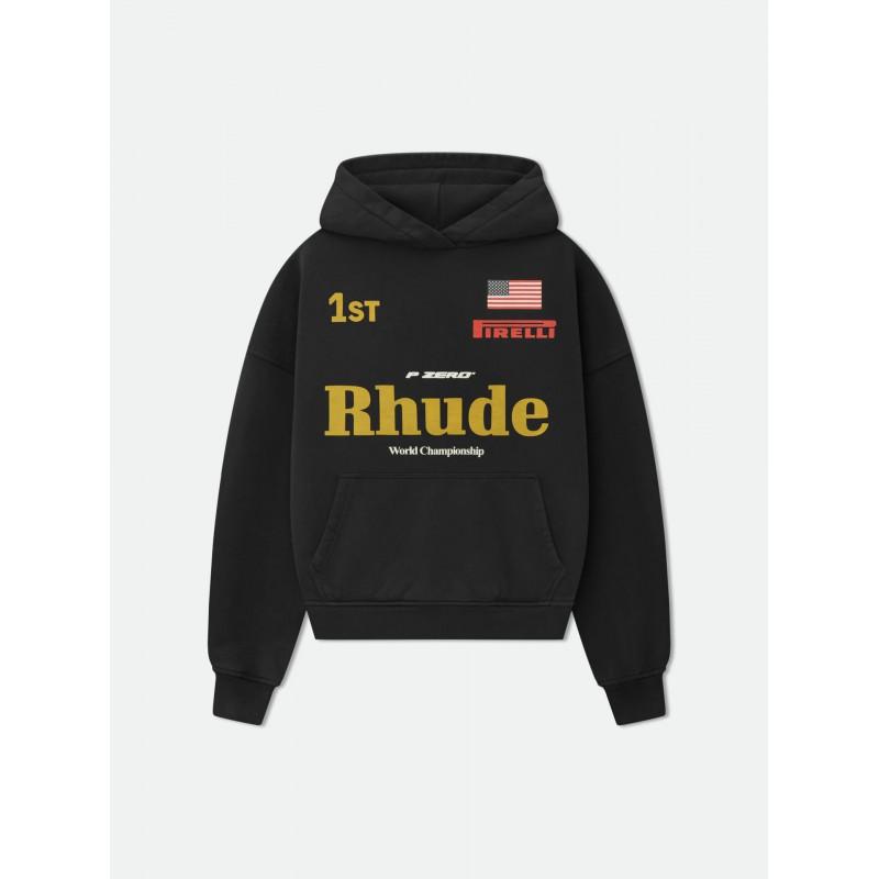 Rhude-style Geometric Hooded Sweatshirt Men Women Loose Fit Fall Winter