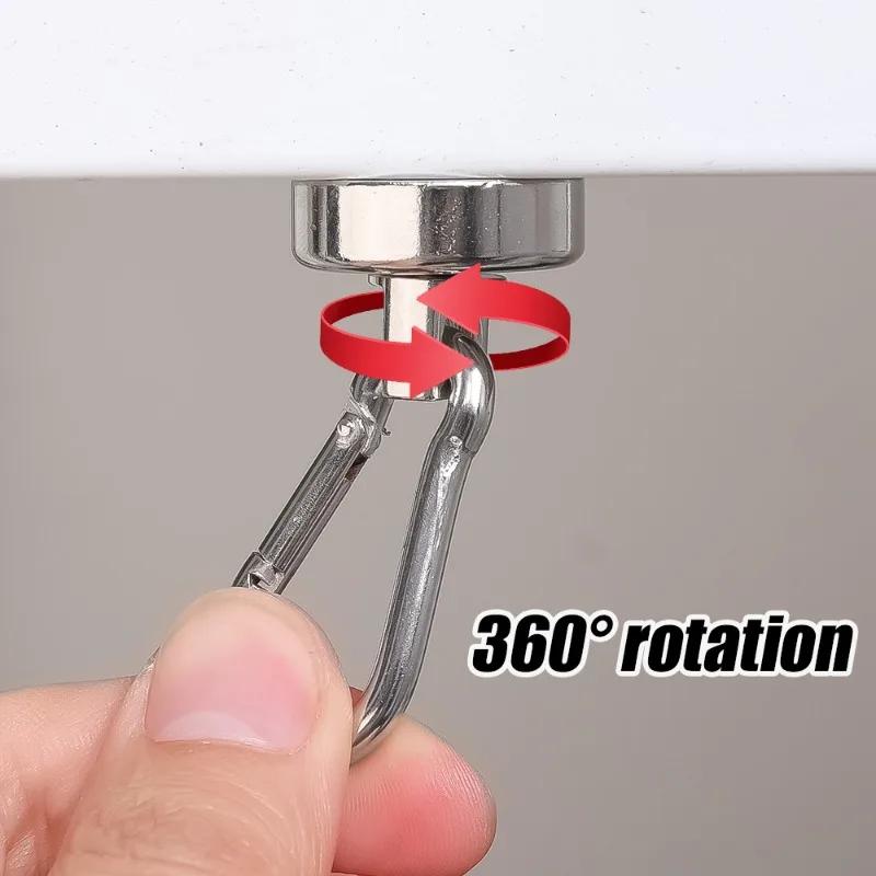 1/5 шт. магнитные крючки-карабины, сильный неодимовый магнит с поворотным карабином, сверхпрочный неодимовый магнитный крючок для подвешивания