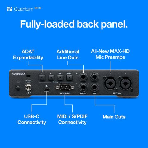 PreSonus Quantum HD 2 20 X 24, 32-bit/192 kHz USB-C Audio Interface with Studio One Pro Software