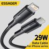 Кабель Essager USB C для IPhone 15, 14, 13, 12, 11 Pro Max Xs 8 Plus, iPad, Macbook, провод, 29 Вт, PD, для быстрой зарядки, тип C, шнур для передачи данных по освещению