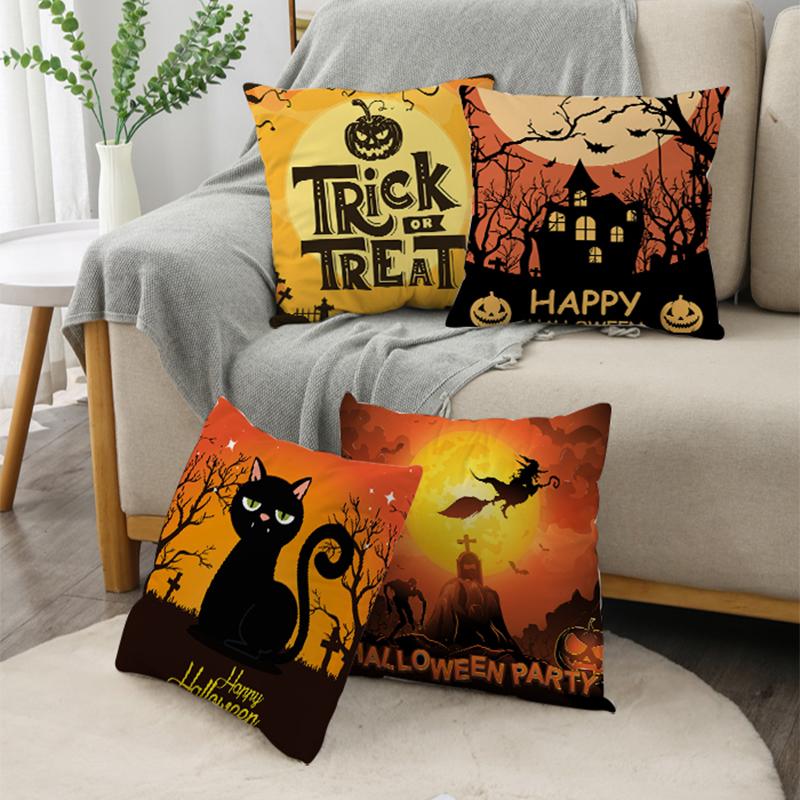NIGHTWISH Halloween Pattern Pillowcase Holiday Design Home Decor Sofa Cushion Cover 40/45/50cm Happy Easter Day
