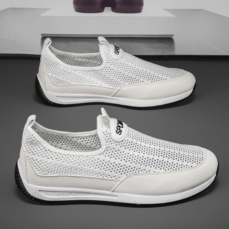 Men's Shoes Summer New Breathable Hollow Flying Woven Mesh Thin Casual Sports Soft Sole Men's Lightweight Mesh Shoes