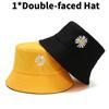 Embroidery Magritte Doublesided Bucket Cap Stylish Sun Protection Hat Fisherman