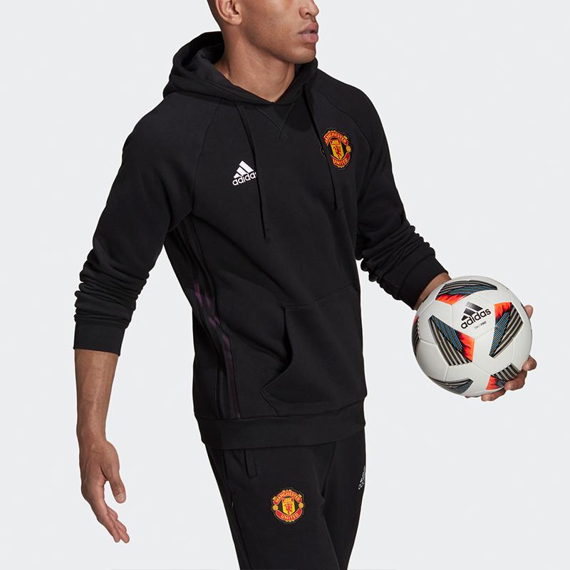 Adidas Мужская футбольная толстовка с вышитым логотипом Manchester United, черная GR3909