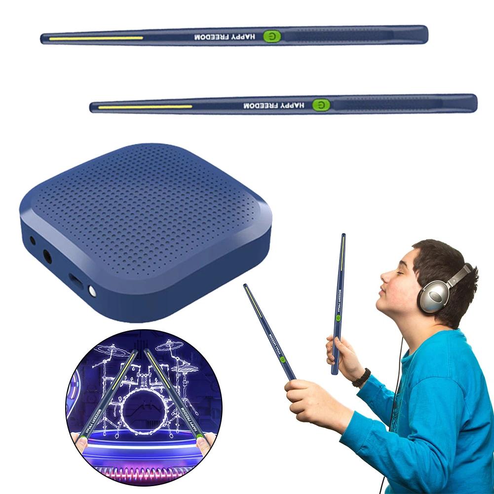 Электрические воздушные палочки для барабанов Профессиональные воздушные барабаны Электронные виртуальные воздушные барабанные палочки Педали Карманный набор барабанов для начинающих Детей