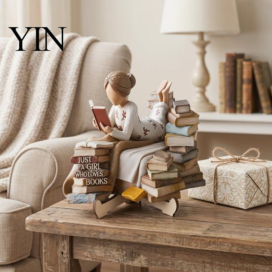 Minimalist Decorative Home Accessories Wooden Reading Desktop Ornaments for Office Decor, Figurine, Sturdy Durable Pieces Creative Art Craft