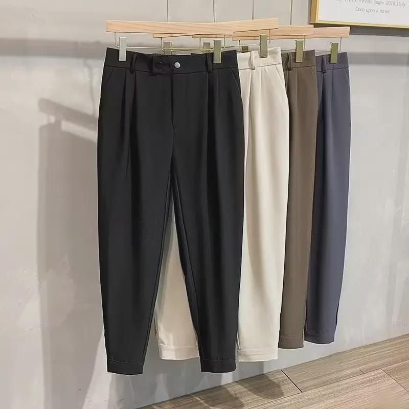 Мужские модные укороченные шаровары в корейском стиле — универсальный, драпированный костюм, подходящий для весны и лета