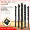 10PCS YG8 Carbide Four-edged Crossdrill Bit Set Marble Ceramic Tile Wall Brick Holes Drilling Accessory Wet-and-dry Dual Use Hole Punching Tool