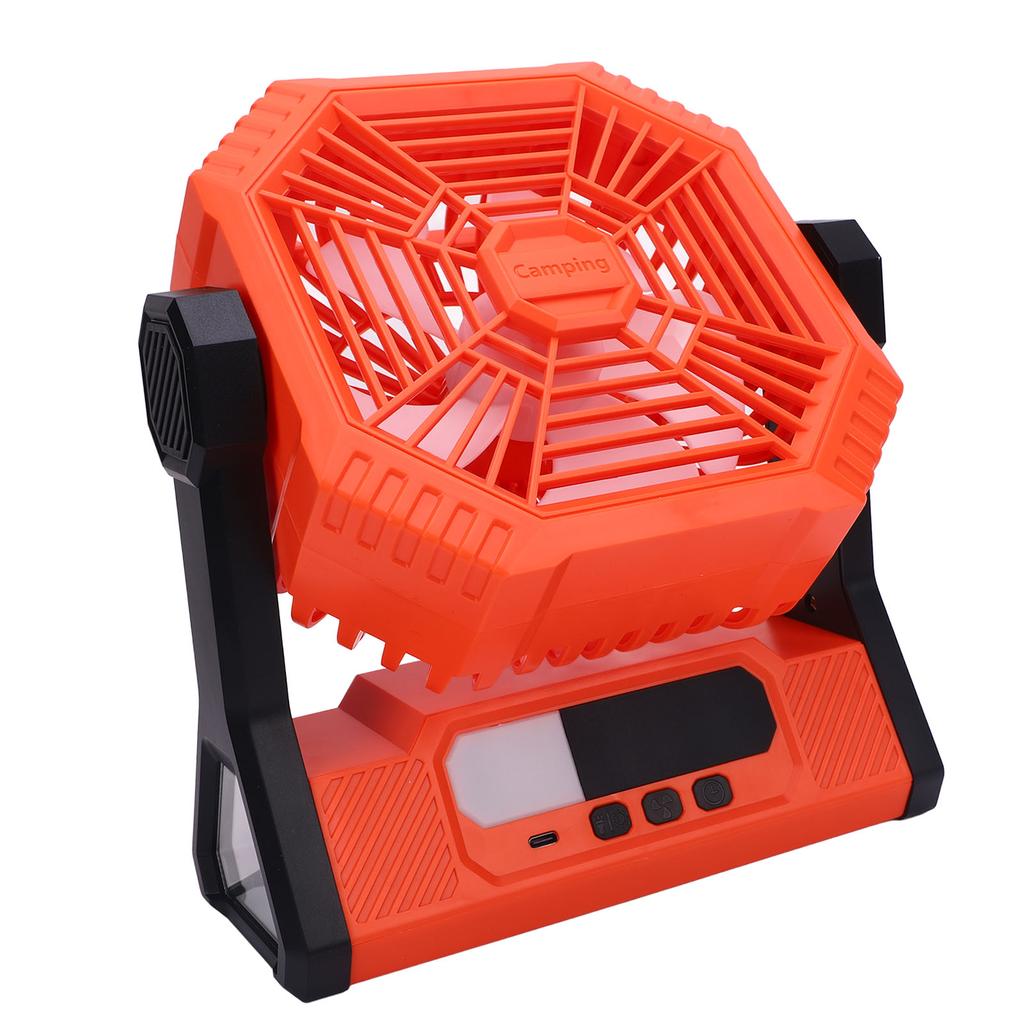 Portable Camping Fan 10000mAh Rechargeable Battery Powered Fan with Light for Picnic Barbecue