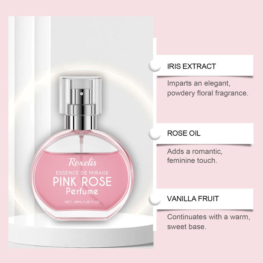 Christmas Pink Rose Floral Perfume Gentle Long Lasting Portable Fragrance Spray For Daily Casual Use