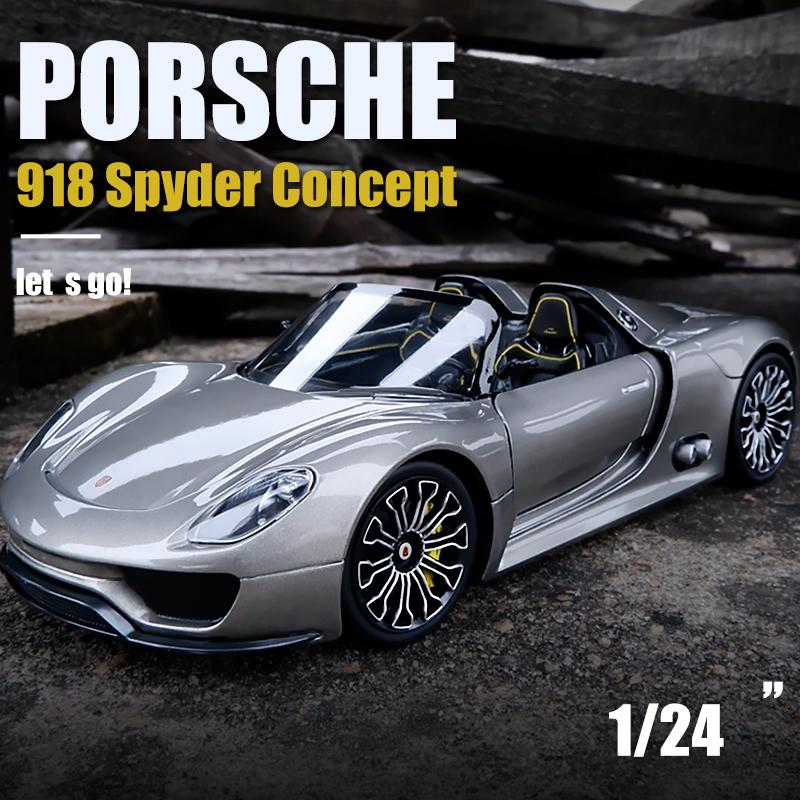AABKP1 WELLY 1:24 Porsche 918 Spyder Alloy Sports Car Model Diecasts Metal Toy Vehicles Car Model Simulation Collection Childrens Gifts