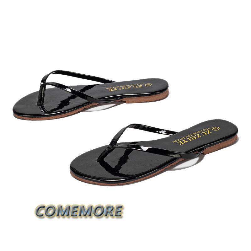 Ladies Shoes Slippers Fashion Luxury Classics Women's Flip Flops Summer Causal Sandals Beach Flats Round Toe Comfort Leather PU