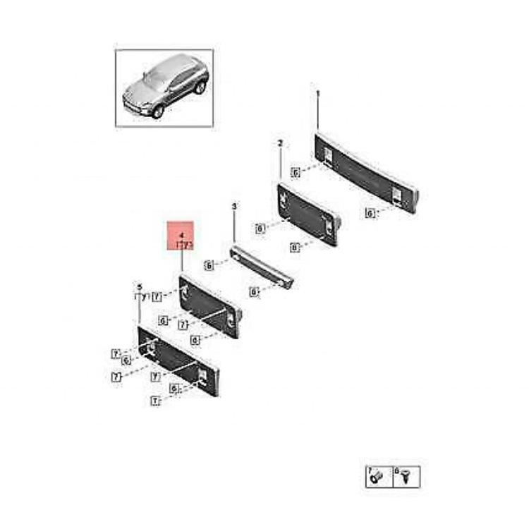 95B807287A - Держатель переднего номерного знака для Macan 2018 года