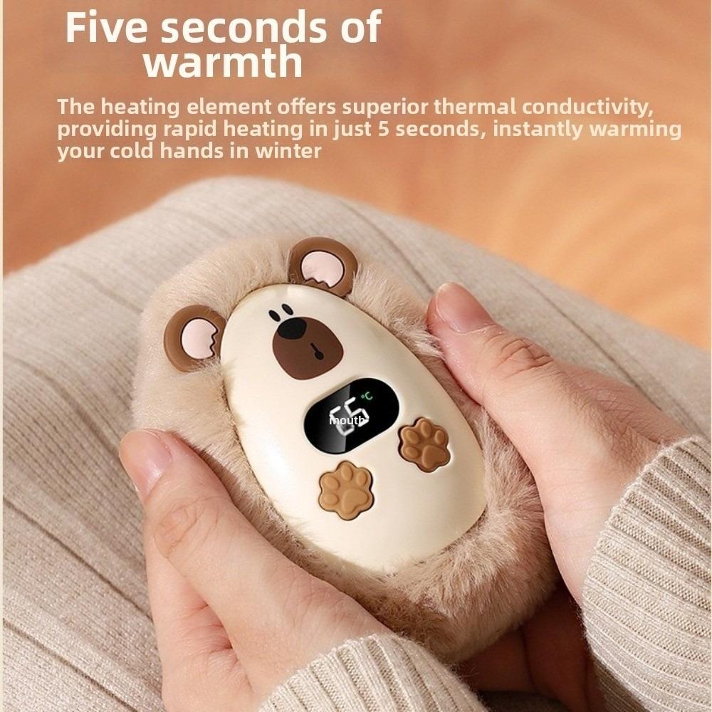 Digital Display Plush Hand Warmer Adjustable 3 Temperature Pocket Heater Indoor Use