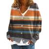 YNN-VK01 V-Neck Printed Cardigan Sweater with 3 Buttons - New Arrival