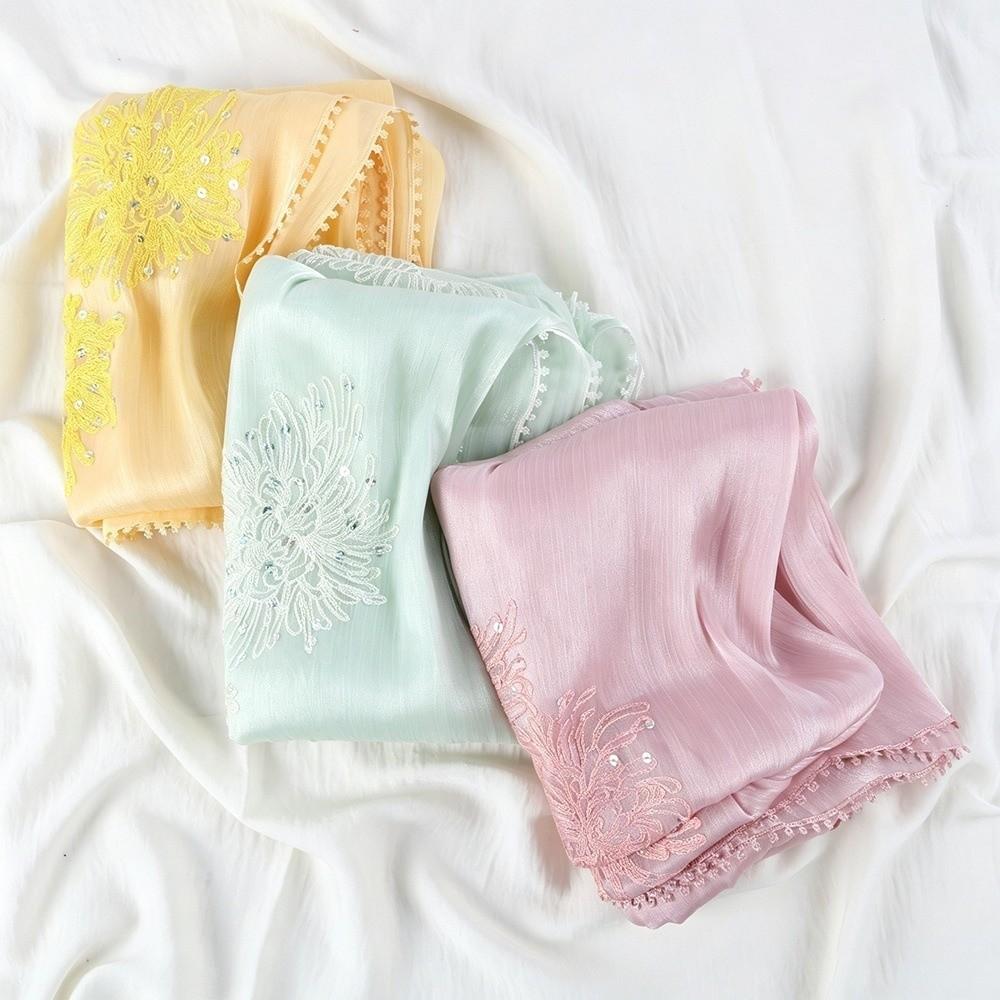 Full Cover Islamic Headscarf Solid Color Sequin Wraps Shawl Muslim Hijab Turban Cap Girls