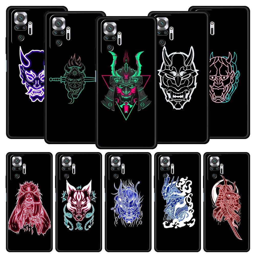 Силиконовый чехол для телефона Xiaomi Redmi Note 12 10 11 9 8 Pro Plus 9S 7 8T 9T 9A 8A 9C K40 игровой мягкий чехол самурайская маска онини неоновая