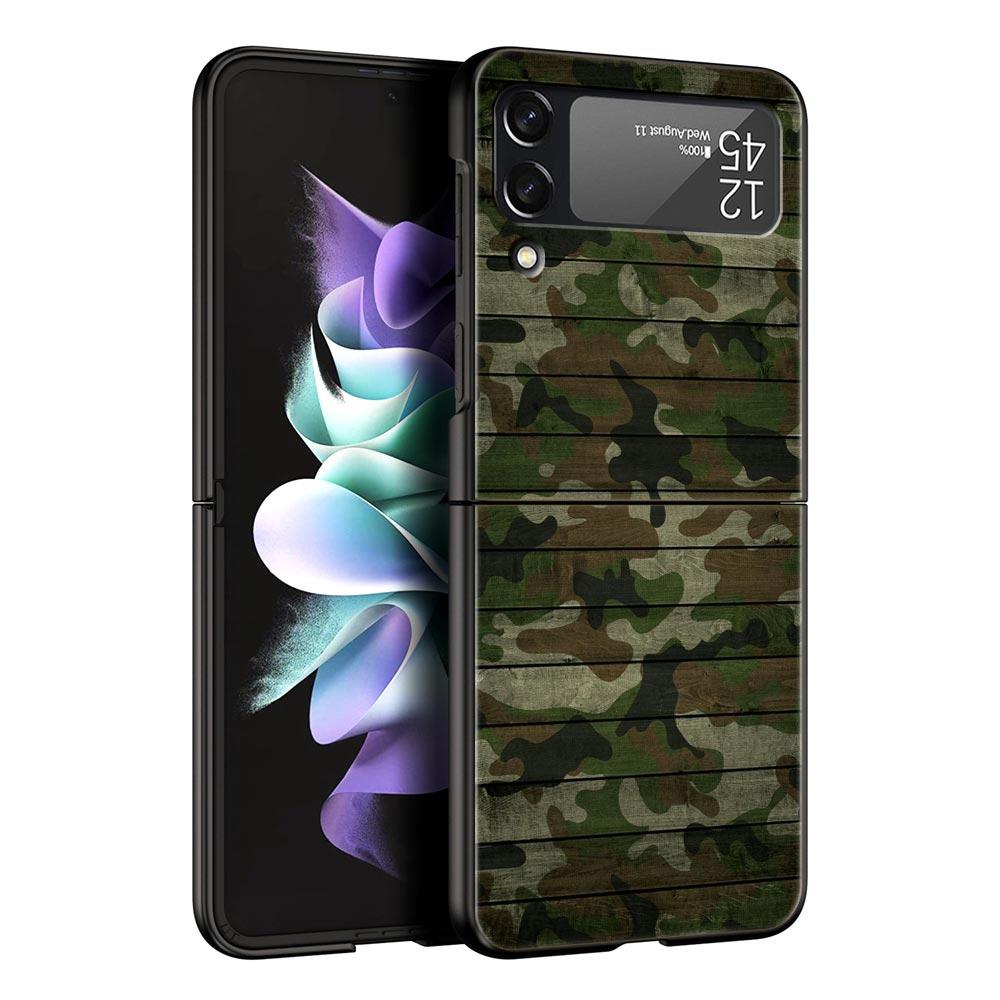 Камуфляжная Военная Армейская Чехол-Бампер Для Samsung Galaxy Z Flip 6 5 4 3 Корпус Для Samsung Z Flip3 Flip4 Flip5 Жесткий PC Чехол