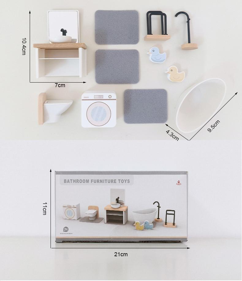 Современный кукольный домик, набор украшений деревянной мебели, сделай сам, ванная комната, спальня, кукольный домик, кухонные принадлежности, стол и стулья, детские аксессуары