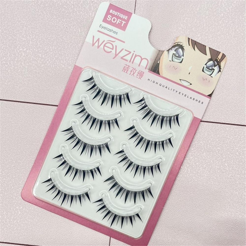 5 Pairs Dramatic False Eyelashes Japanese Cosplay Wet Spiky Lashes for Women Girls