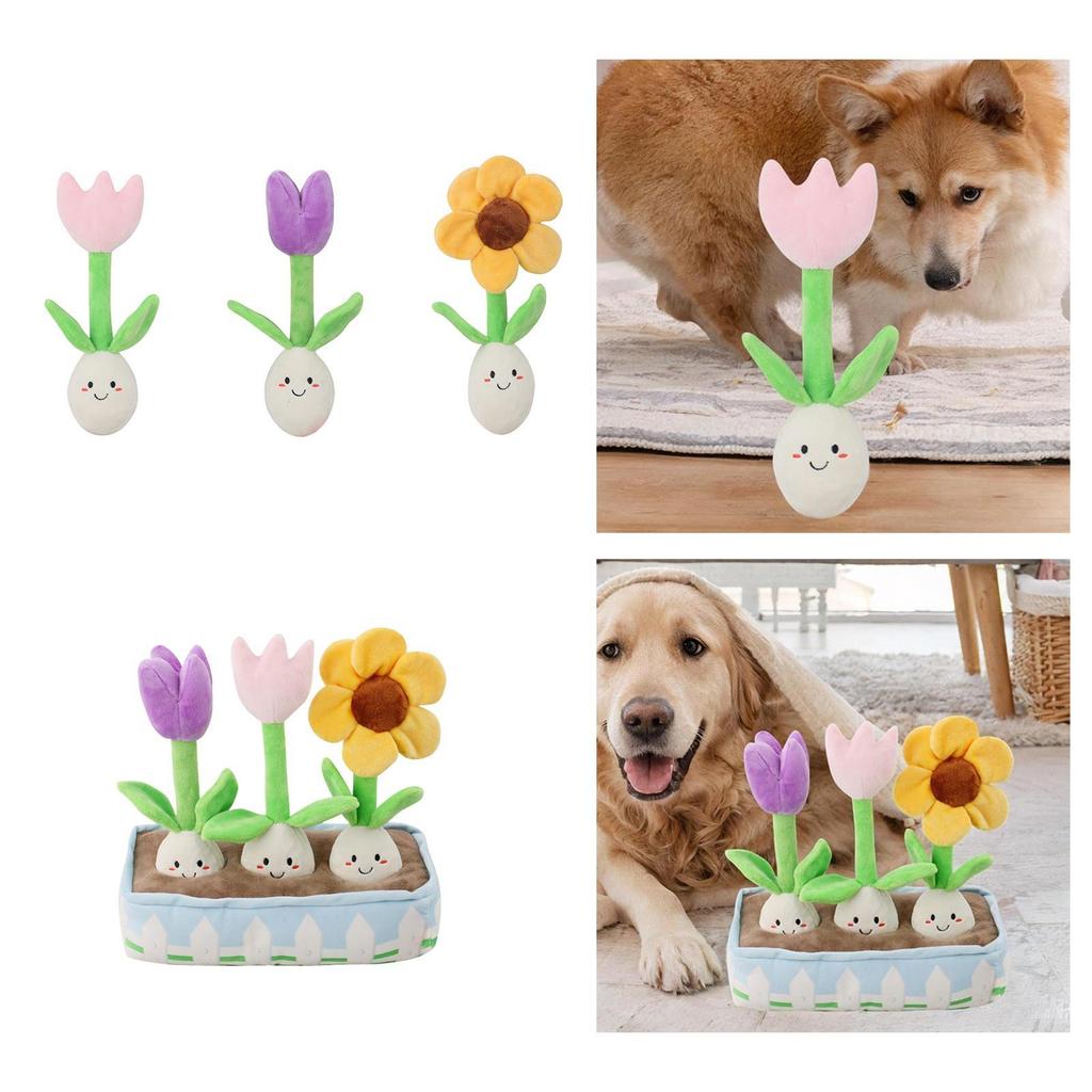 Tulip Puzzle Toy Pad Sniffing Dog Interactive Toy Game Cushion Squeaky Dog Toy