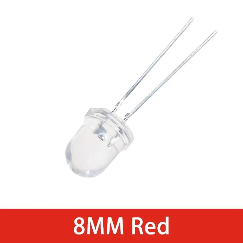 20 шт. прозрачный светодиодный диод 8 мм белый красный желтый синий зеленый светодиодный светодиод электронный компонент