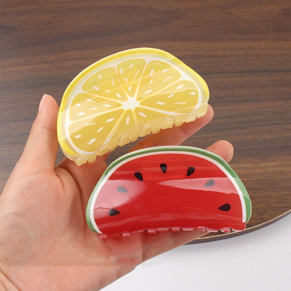 Pitaya Ponytail Holder Srawberry Women Shark Clip Fruits Hair Claw Korean Hair Clips Watermelon