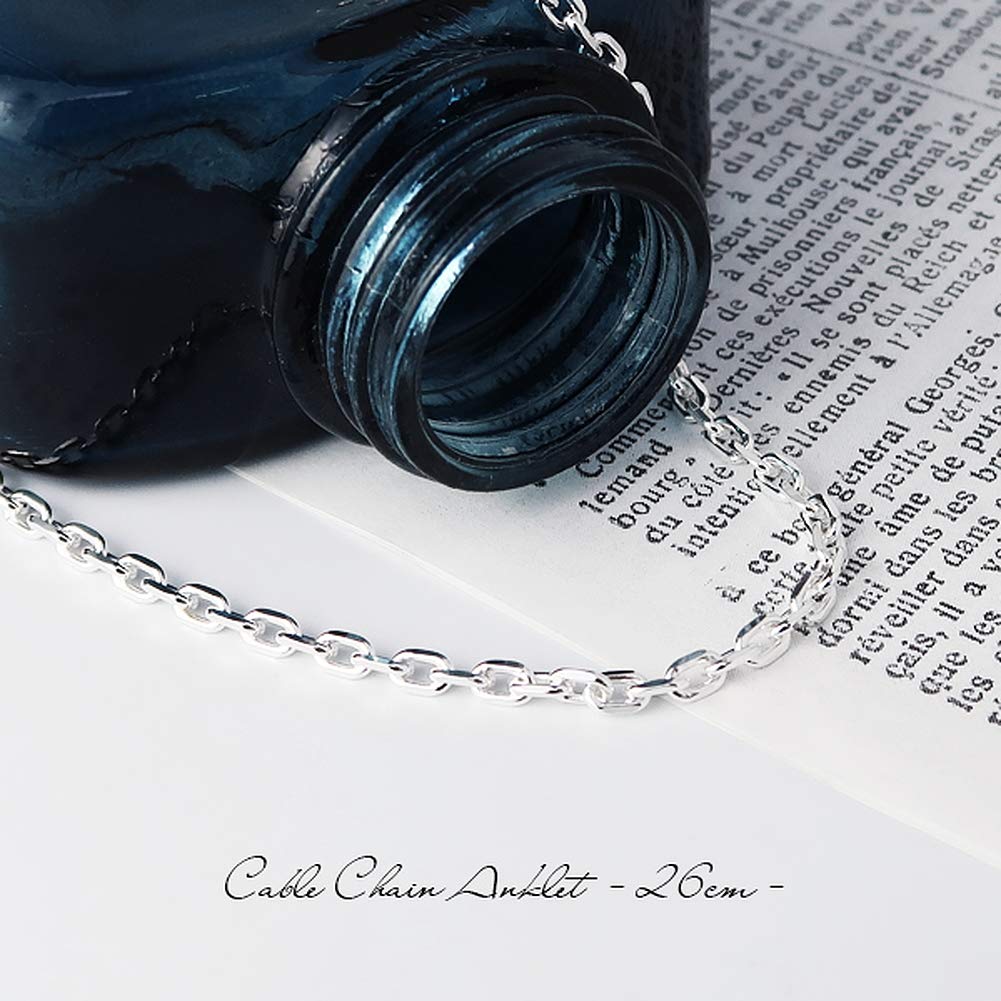 Shinjuku Gin No Kura 4-Sided Azuki Chain Silver 925 Anklet, 26cm, Men's Silver, Ankle, Foot, Summer, Beach, Simple Chain