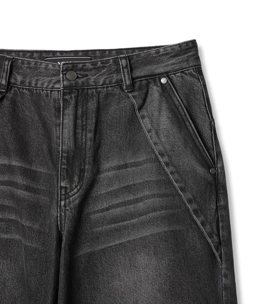 IDWS Side Flash Denim Parasuit Pants Black