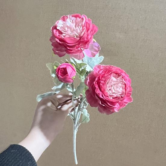 Искусственный пион со стеблем 3 головки Реалистичный искусственный цветок Свадебный стол для домашнего офиса Центральная часть Искусственная цветочная ветка Цветочная композиция Украшение