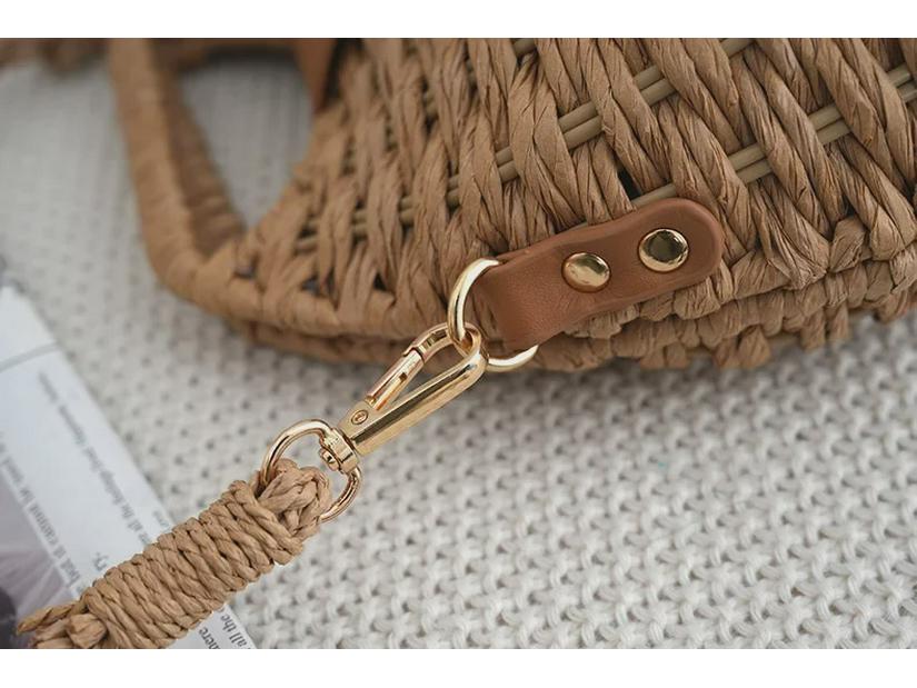 2024 Корейский стиль Женская соломенная сумка через плечо - Летний пляжный отдых