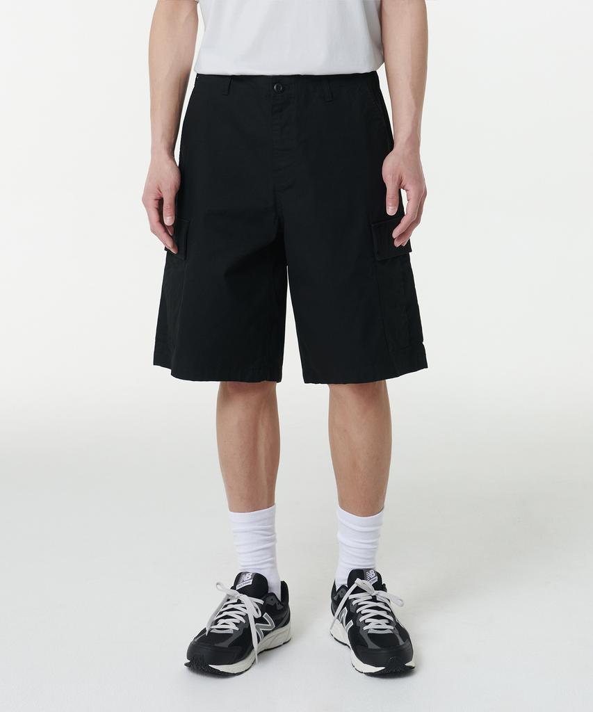 MUSINSA STANDARD Cotton Wide Cargo Shorts [Black]