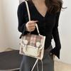 Plaid Grid Bow Backpack Handbag Women Crossbody Bag Simple College Style Backpack  Children