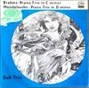 LP Record JOHANNES BRAHMS / FELIX MENDELSSOHN - Piano Trio In C Minor / Piano Trio  SUAST50815 Supraphon 1968 Czechoslov Classical Used